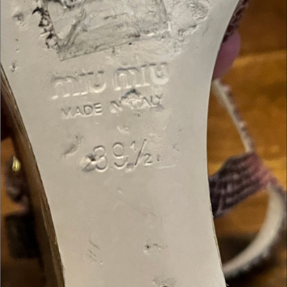 Miu Miu   Peach Snake & Cork Platform Sandals - 39.5 - Picture 9 of 9